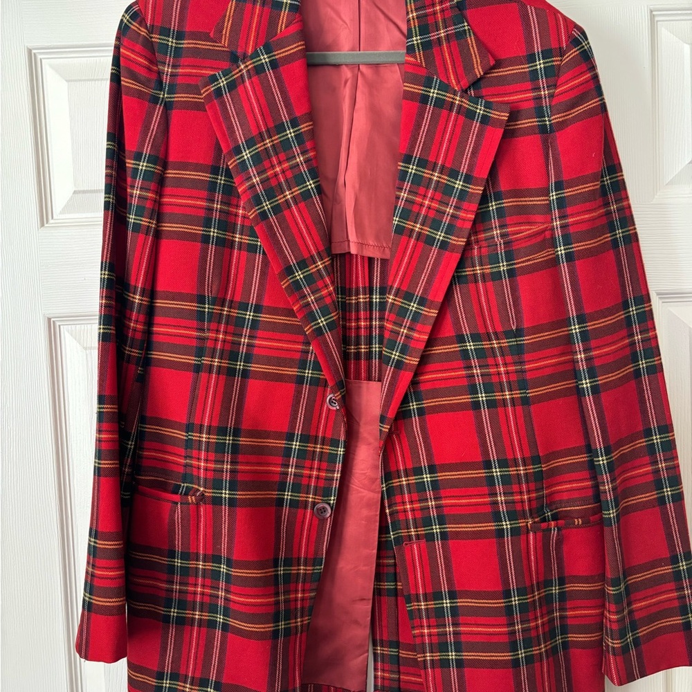 Vintage Saks 5th Avenue Red Plaid Women's Jacket